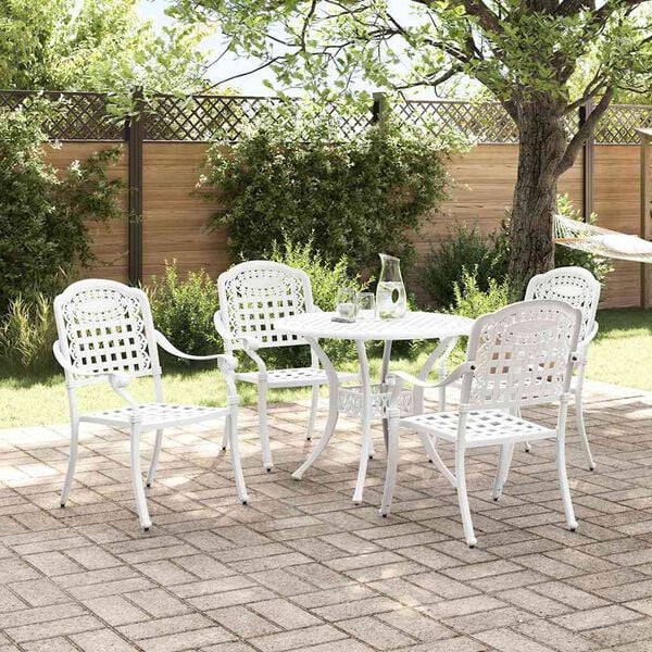 vidaXL Garten Essgruppe 5 pcs Wei&szlig; Aluminium