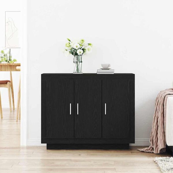 vidaXL Sideboard Schwarz Eichen-Optik 92 x 35 x 75 cm Holzwerkstoff