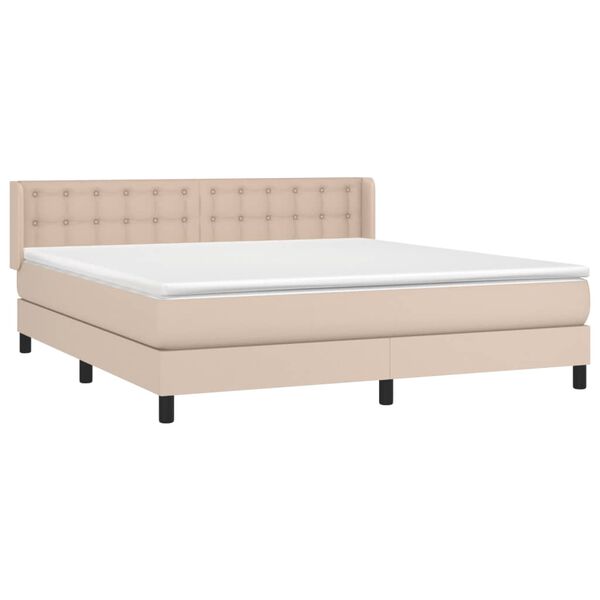 vidaXL Boxspringbett Matratze Cappuccino-Braun 160x200 cm Kunstleder