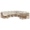 vidaXL Outdoor-Sofagarnitur 11 pcs Nat&uuml;rlich und Cremwei&szlig; Polyester
