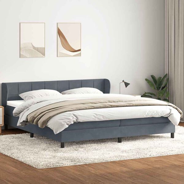vidaXL Boxspringbett mit Matratzen Dunkelgrau 180x220 cm Samt