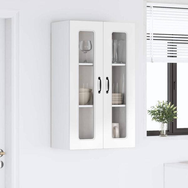 vidaXL Küchenhängeschrank mit Regal Hochglanz Weiß 60 x 31 x 100 cm