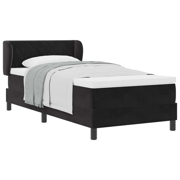 vidaXL Boxspringbett mit Matratze Schwarz 90 x 200 cm Samt