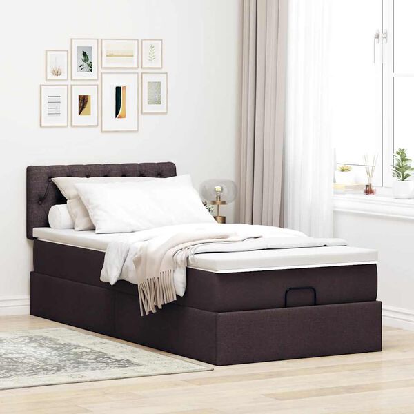 vidaXL Ottoman-Bett mit Matratze Dunkelbraun 90x200 cm Stoff