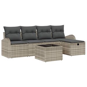 vidaXL Sofa Set 6 stk. Hellgrau Poly-Rattan