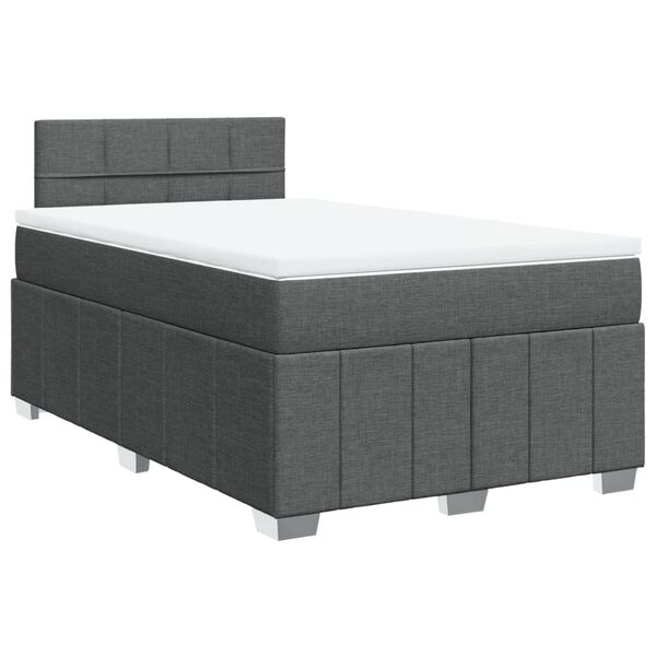 vidaXL Boxspringbett mit Matratze Dunkelgrau 120x200 cm Stoff