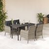 vidaXL 5-tlg. Garten-Essgruppe mit Kissen Hellgrau Poly Rattan