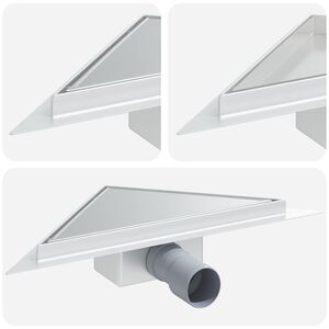vidaXL 2 in 1 Dreiecks-Duschabfluss Silber 32 x 32 x 7,5 cm