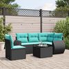 vidaXL 6-teiliges Gartensofa-Set mit Kissen, schwarzes Polyrattan