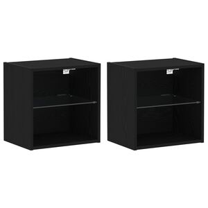 vidaXL Schwebendes Regal 2 pcs Schwarz 40 x 28,5 x 40 cm Holzwerkstoff