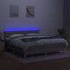 vidaXL Boxspringbett mit Matratze & LED Hellgrau 180x200 cm Stoff