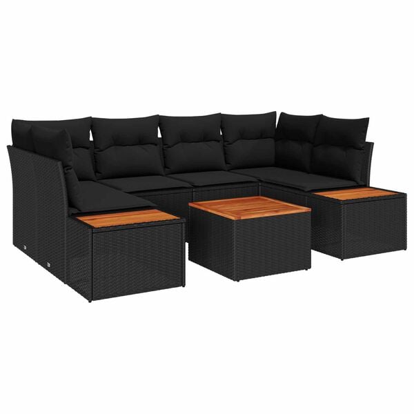 vidaXL Gartensofa-set mit Kissen 6 pcs Schwarz Poly Rattan