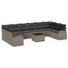 vidaXL Sofa Set mit Kissen mit Speicher 11 pcs Hellgrau Poly-Rattan