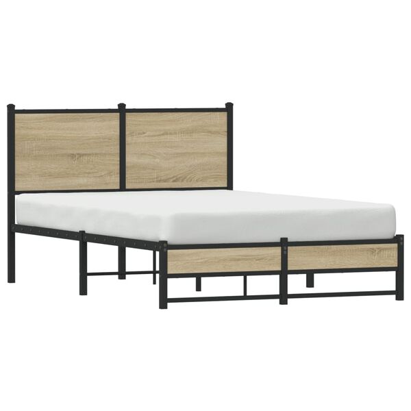 vidaXL Metallbett ohne Matratze Sonoma-Eiche 120x190 cm