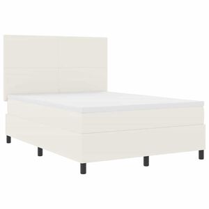 vidaXL Boxspringbett Creme und Wei&szlig; 160 x 200 cm Cordstoff