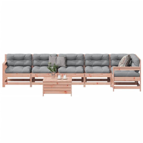 vidaXL 7-tlg. Garten-Lounge-Set mit Kissen Massivholz Douglasie