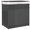 vidaXL Wäschekorb mit 2 Fächern Grau 53x35x57 cm Poly Rattan