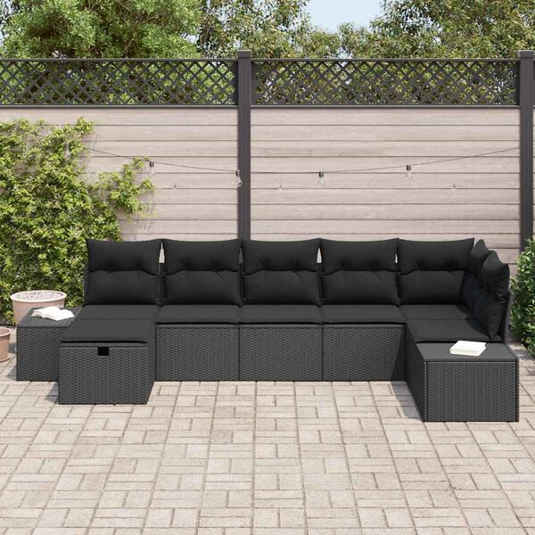 vidaXL Sofa Set mit Kissen 7 pcs Poly-Rattan