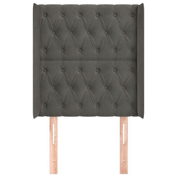 vidaXL Kopfteil mit Ohren Dunkelgrau 83x16x118/128 cm Samt