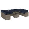 vidaXL 11-teiliges Gartensofa-Set mit Kissen, grau, Polyrattan