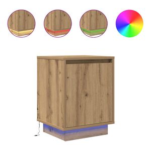 vidaXL Nachttisch mit LED-Leuchten Artisan-Eiche 38x34x50 cm