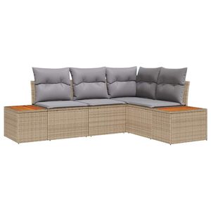 vidaXL Gartensofa-set mit Kissen 4 pcs Beige und Hellgrau Polyrattan