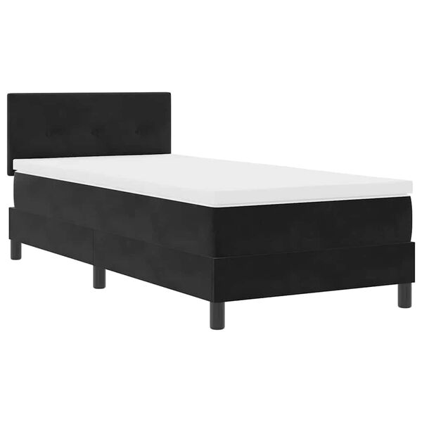 vidaXL LED Boxspringbett mit Matratze mit LED Schwarz 90 x 200 cm Samt