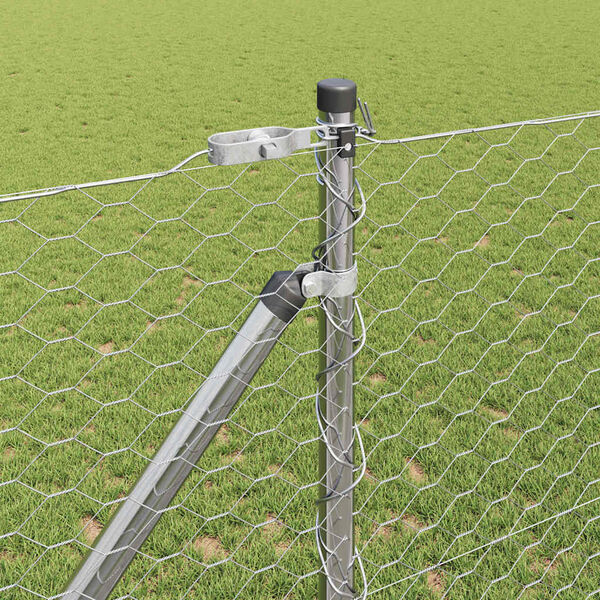 vidaXL Zaunpfosten Silber 25 x 1,2 m (36 mm Netz) Stahl