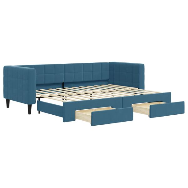 vidaXL Tagesbett Ausziehbar mit Schubladen Blau 80x200 cm Samt