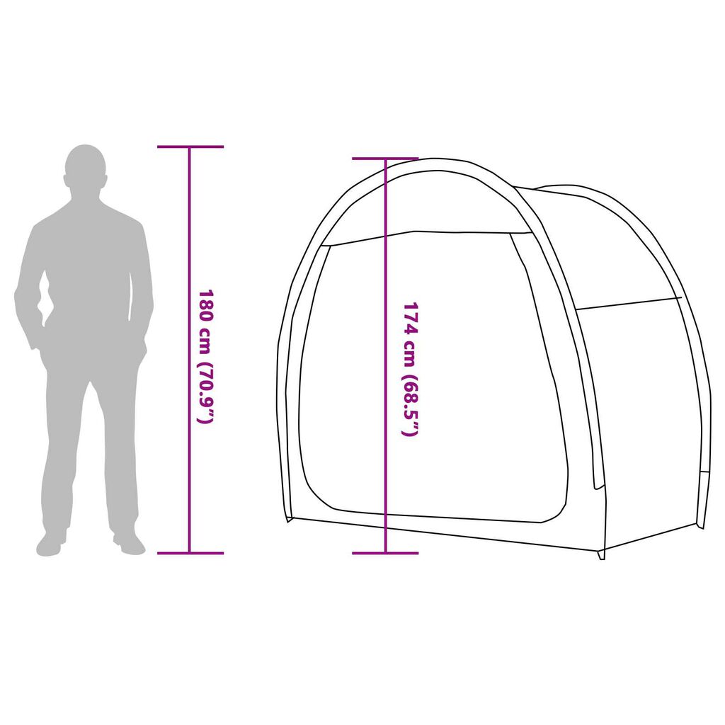 vidaXL Rückseitiges Aufbewahrungszelt mit Dach Grün 210 x 90 x 174 cm