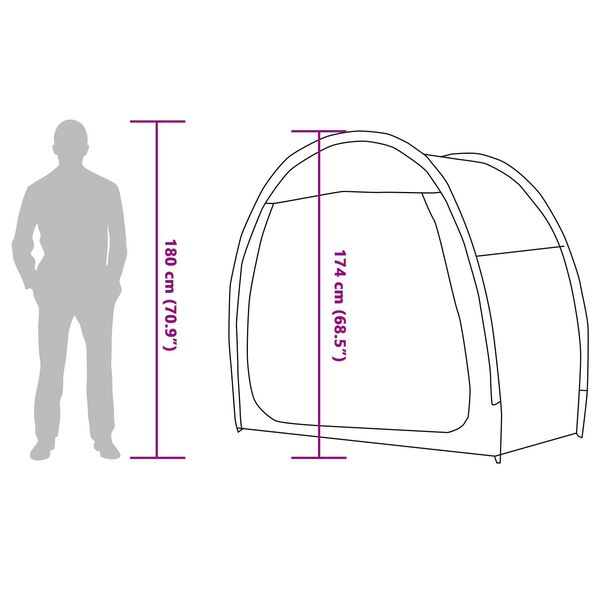 vidaXL Rückseitiges Aufbewahrungszelt mit Dach Grün 210 x 90 x 174 cm