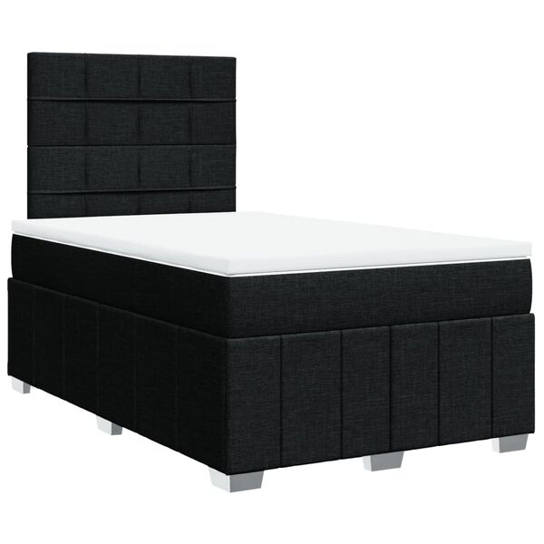 vidaXL Boxspringbett mit Matratze Schwarz 120x200 cm Stoff