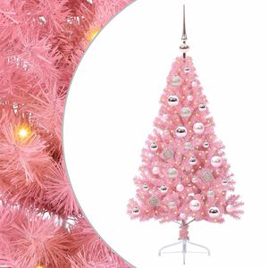 vidaXL K&uuml;nstlicher vorbeleuchteter Weihnachtsbaum Rosa 120 cm PVC