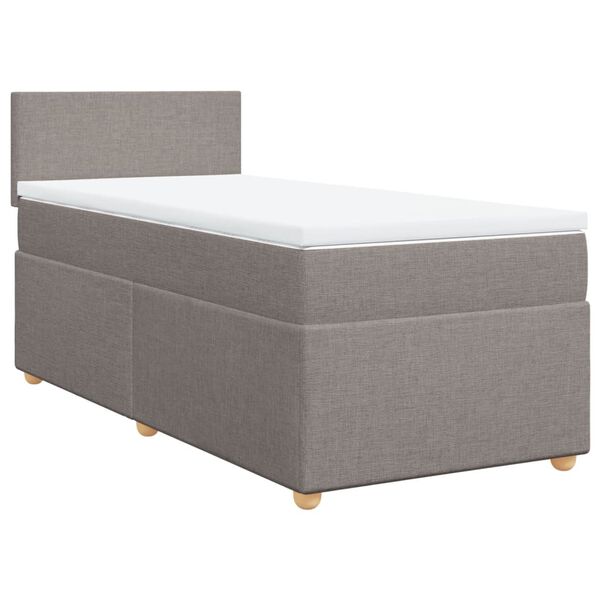 vidaXL Boxspringbett mit Matratze Taupe 90x200 cm Stoff