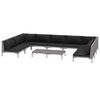 vidaXL 10-tlg. Garten-Lounge-Set mit Kissen Poly Rattan Dunkelgrau