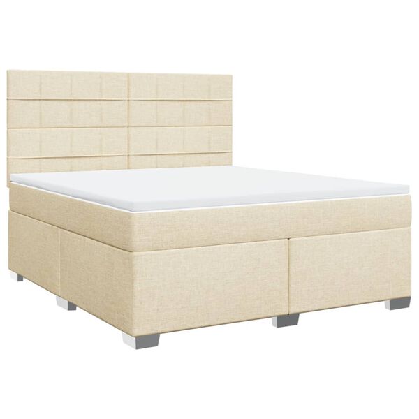vidaXL Boxspringbett mit Matratze Creme 180x200 cm Stoff