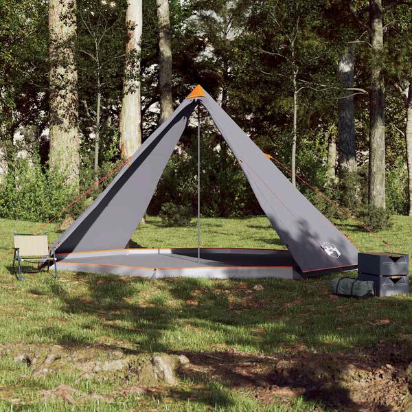 vidaXL Tipi-Familienzelt 8 Personen Grau und Orange Wasserdicht