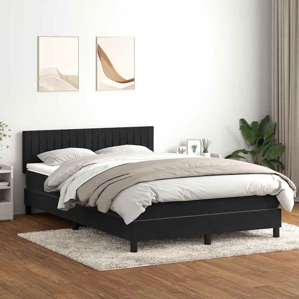 vidaXL Boxspringbett mit Matratze Schwarz 160x210 cm Samt