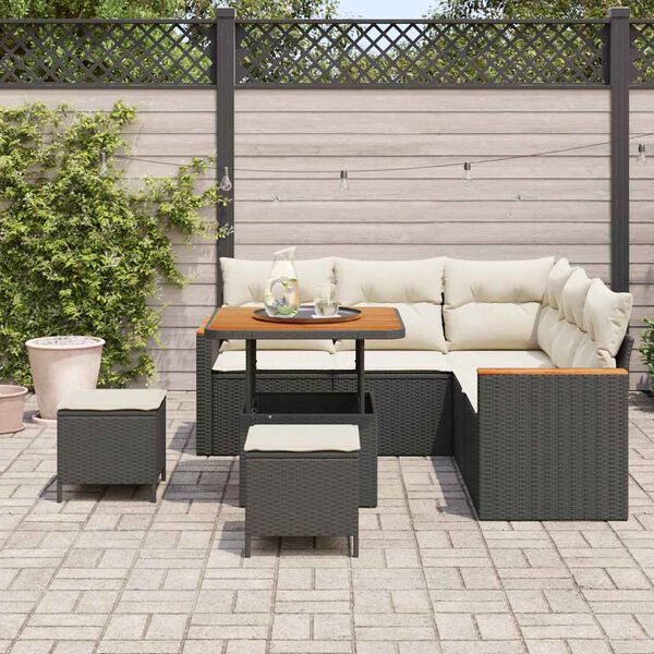 vidaXL Gartensofa-set 8 pcs Schwarz Poly-Rattan