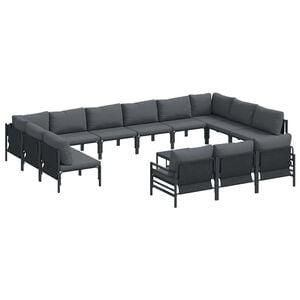 vidaXL Gartensofa-set 14 stk. Schwarz Stahl