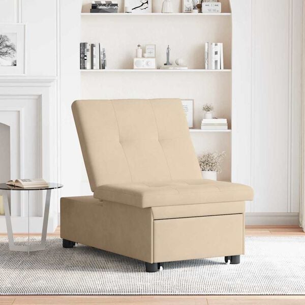 vidaXL Pull-Out Schlafsofa Creme 194 x 67 x 82 cm Mikrofaser