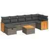 vidaXL 8-tlg. Garten-Sofagarnitur mit Kissen Grau Poly Rattan