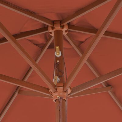 vidaXL Sonnenschirm mit Holz-Mast 270 cm Terrakotta