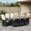 vidaXL Garten Essgruppe mit Kissen 9 pcs Schwarz Poly-Rattan