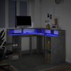 vidaXL LED-Schreibtisch Betongrau 130x130x91 cm Holzwerkstoff