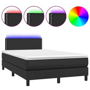 vidaXL Boxspringbett mit Matratze & LED Schwarz 120x190 cm Kunstleder