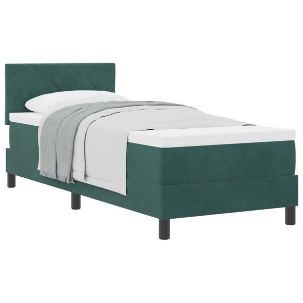 vidaXL Boxspringbett mit Matratze Dunkelgr&uuml;n 80 x 200 cm Samt