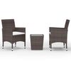 vidaXL 3-tlg. Bistro-Set Poly-Rattan und Hartglas Braun