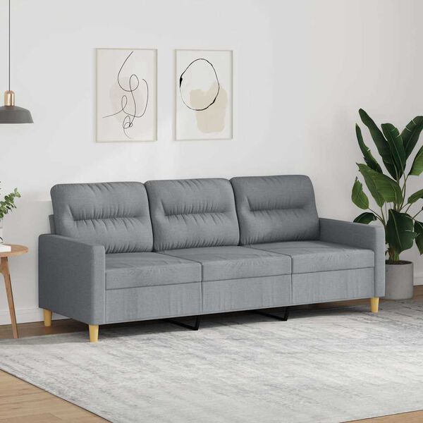 vidaXL 3-Sitzer-Sofa Hellgrau 180 cm Stoff
