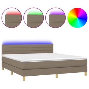 vidaXL Boxspringbett mit Matratze & LED Taupe 160x200 cm Stoff